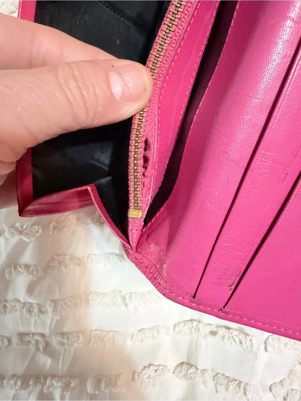 Saint Laurent Fuchsia Embossed Leather Zip Continental Wallet